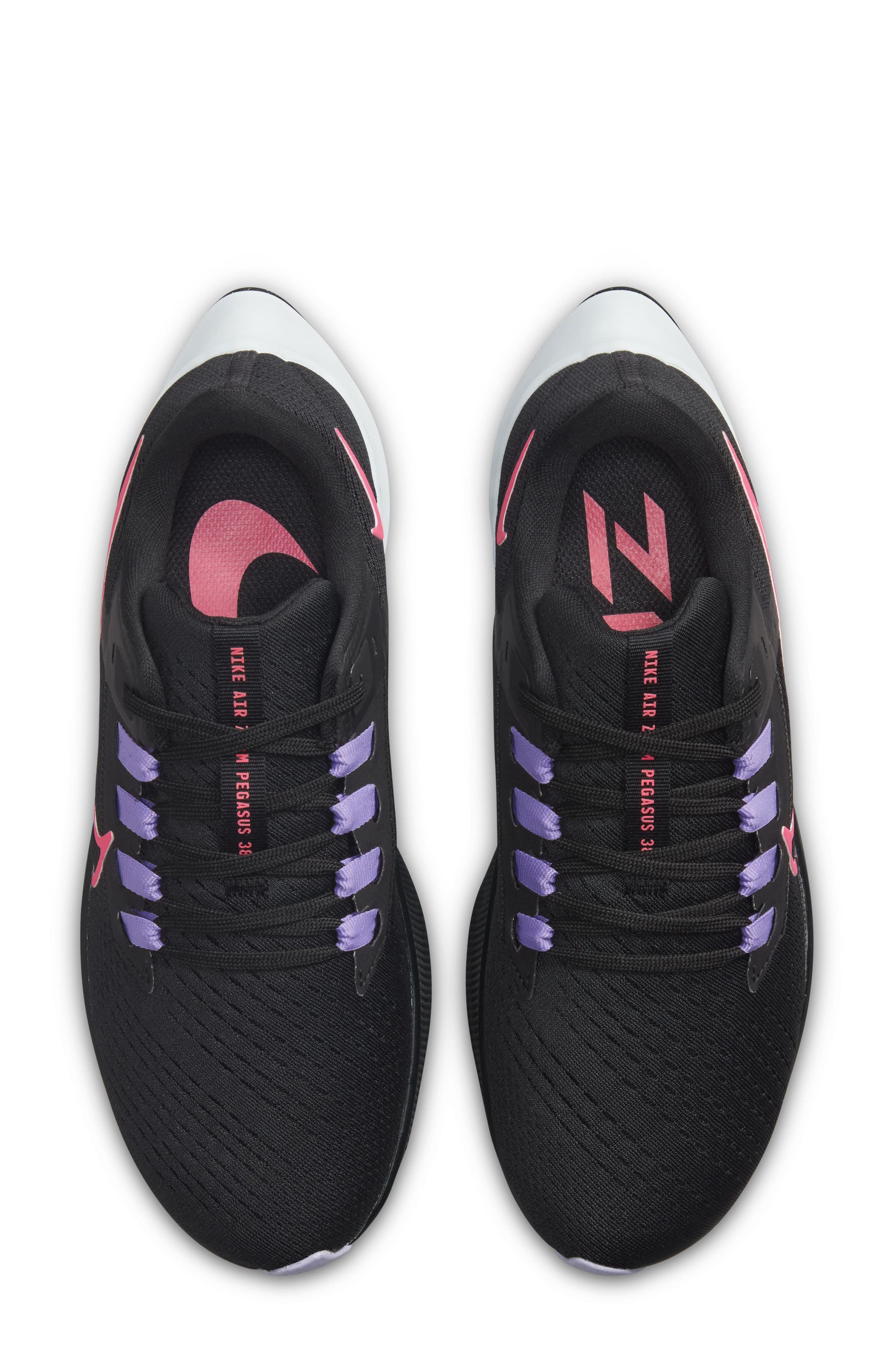 Air Zoom Pegasus 38 Running Shoe, Alternate, color, BLACK/ HYPER PINK/ LILAC/ PURE