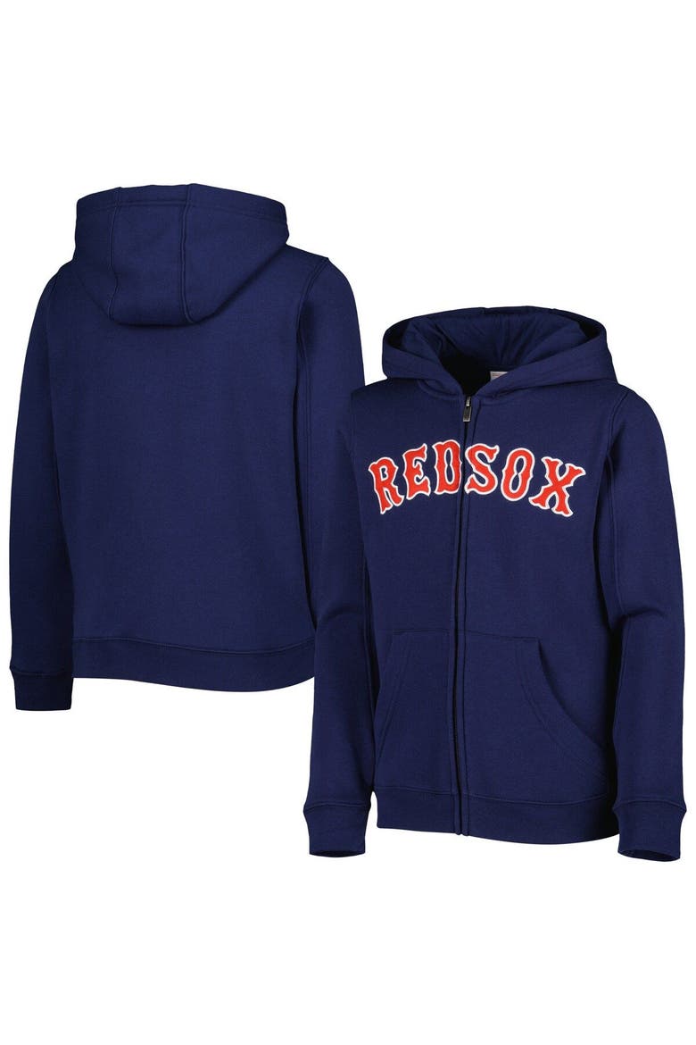 Youth Navy Boston Red Sox Wordmark Full-Zip Fleece Hoodie, Main, color, Navy