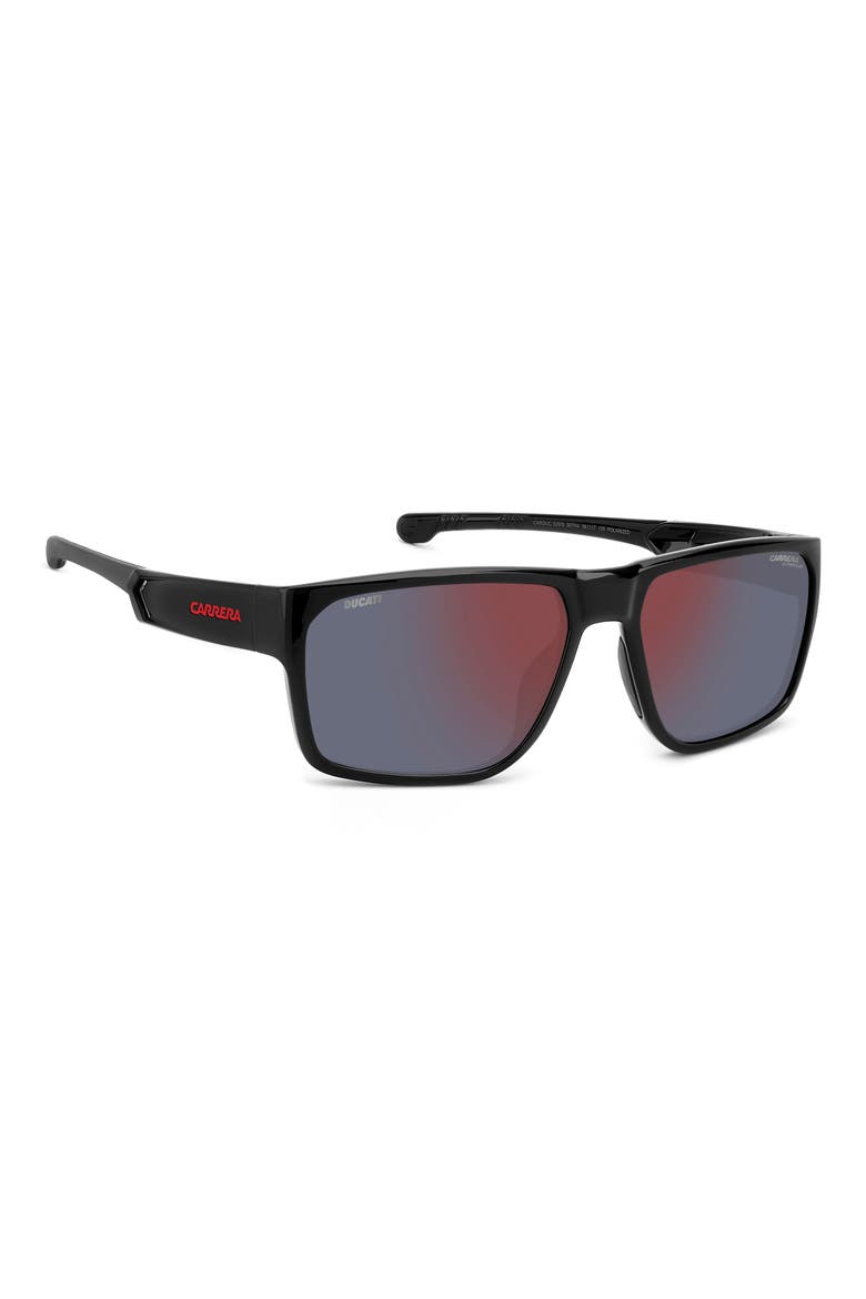 x Ducati 59mm Rectangular Sunglasses, Alternate, color, BLACK/ RED MIRROR POLAR