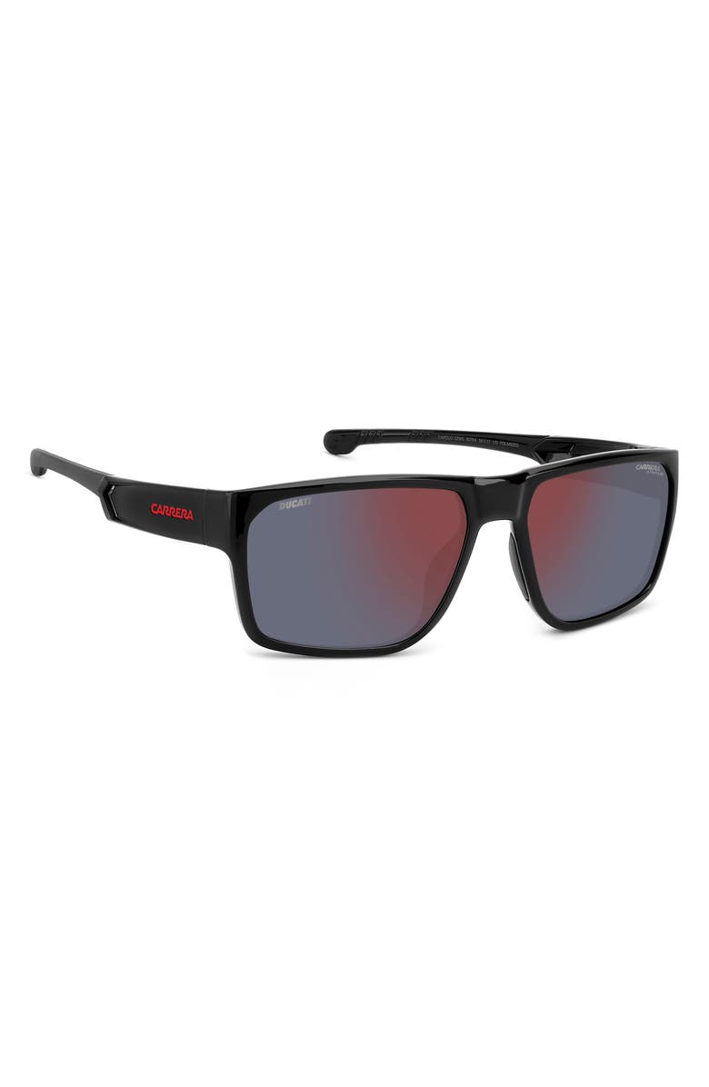 Carrera Eyewear x Ducati 59mm Rectangular Sunglasses, Alternate, color, Black/ Red Mirror Polar