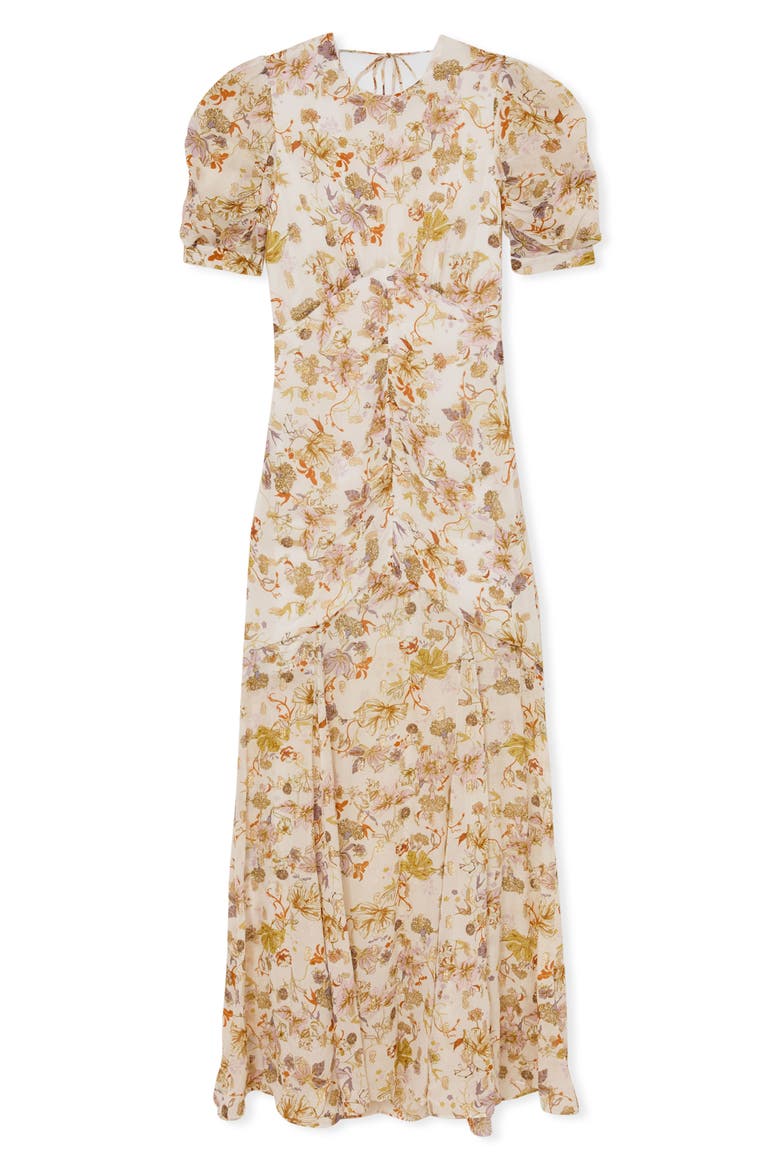 Naia Metallic Floral Print Back Cutout Maxi Dress, Alternate, color, IVORY
