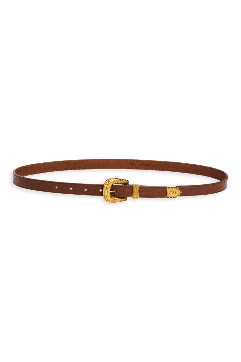 VLOGO Signature Skinny Leather Belt, Main, color, CHOCOLATE CHIP