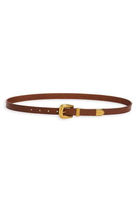 VLOGO Signature Skinny Leather Belt