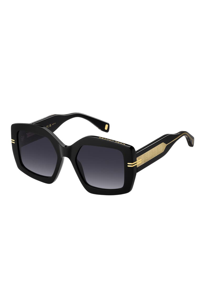 53mm Gradient Rectangular Sunglasses, Alternate, color, BLACK CRYSTAL/ DARK GREY SF