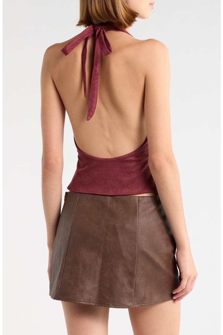 Yasenia Faux Suede Halter Top, Alternate, color, RED