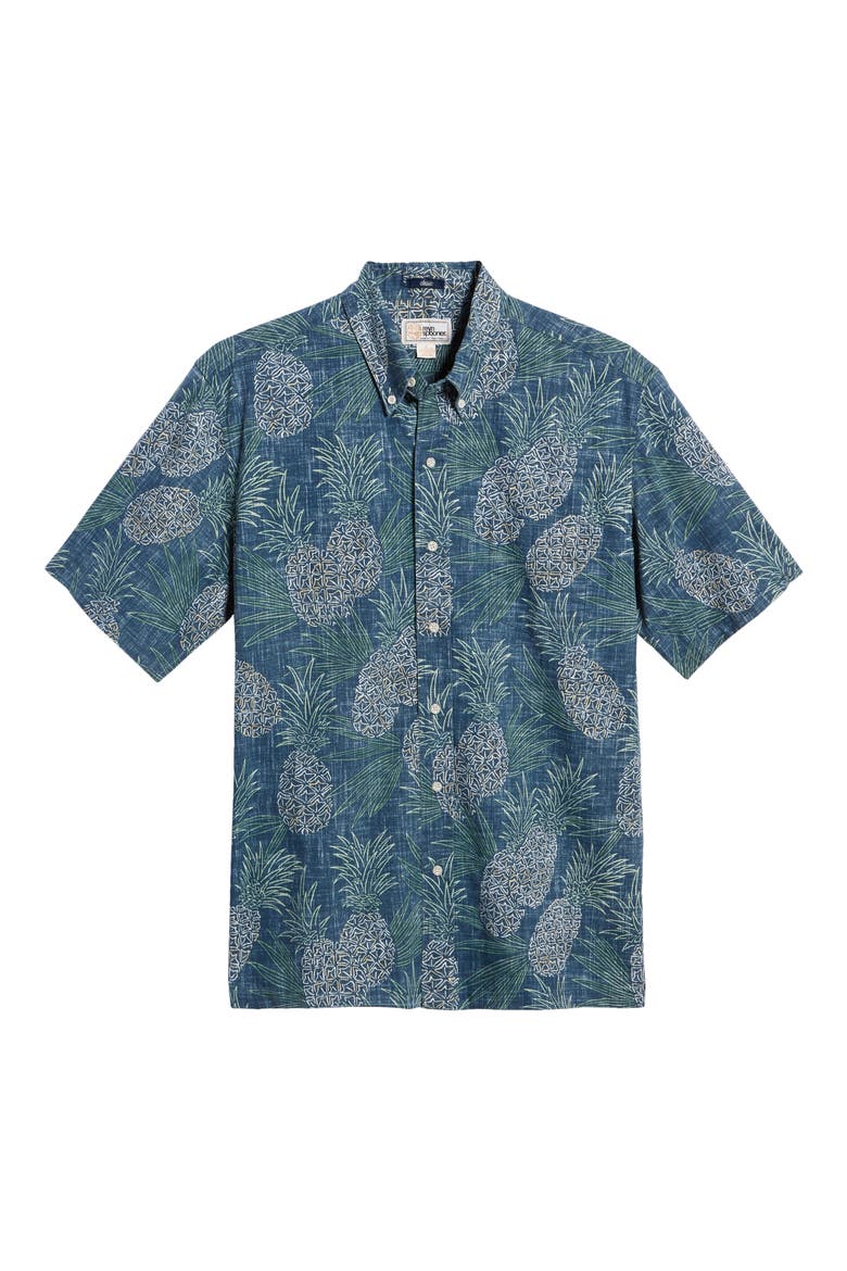 Hawaii Gold Regular Fit Short Sleeve Button-Down Shirt, Alternate, color, DRESS BLUES