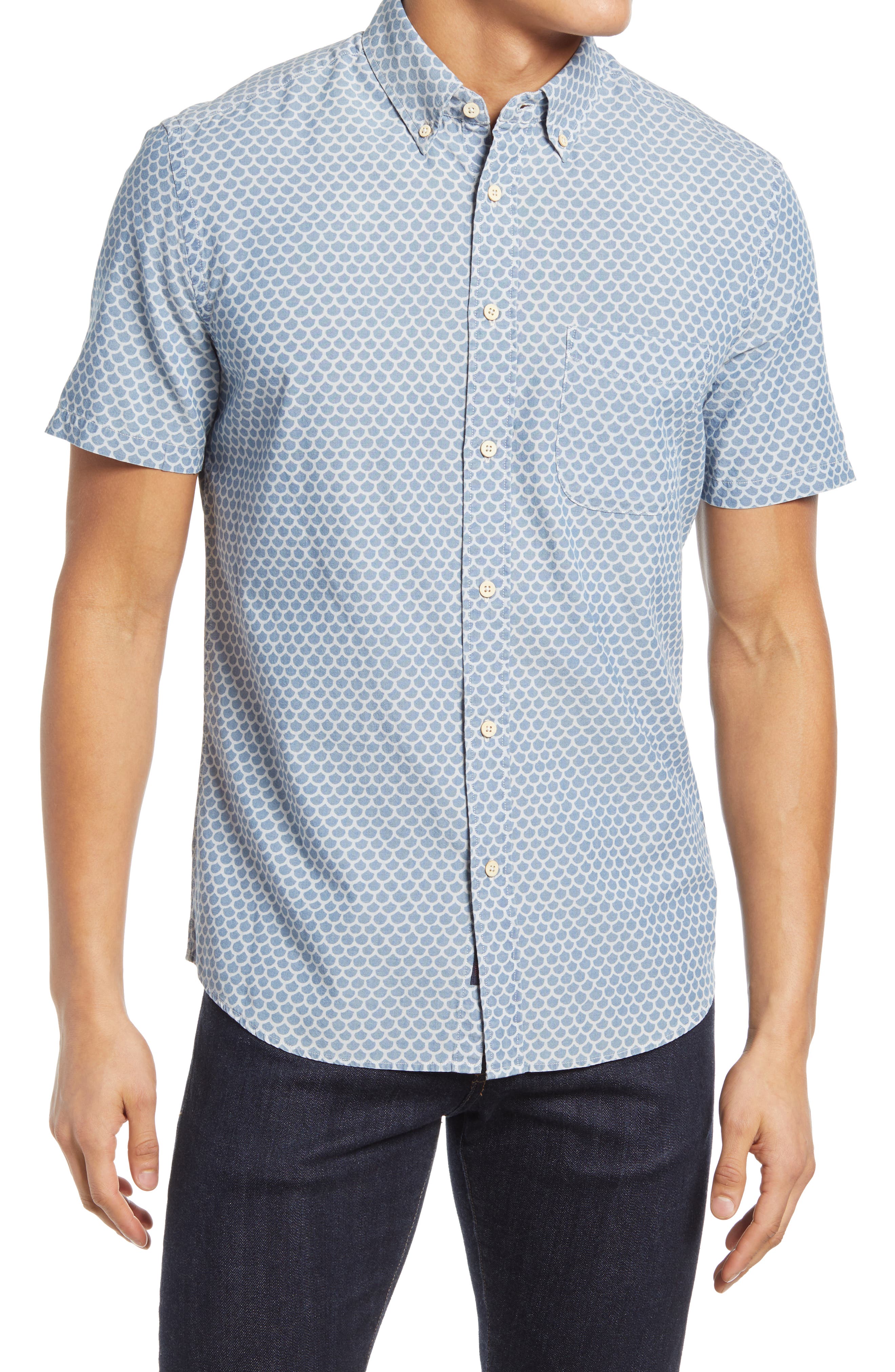 Faherty Playa Regular Fit Print Short Sleeve Button-Down Shirt