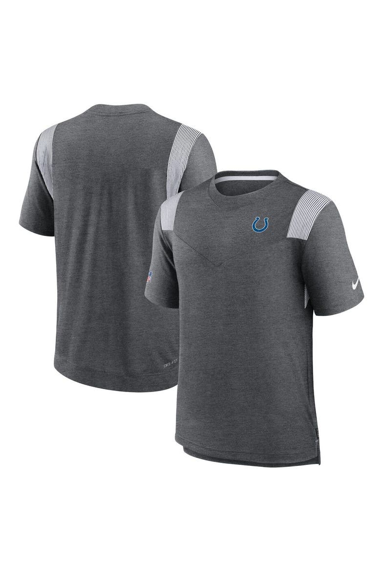 Men's Nike Heather Charcoal Indianapolis Colts Sideline Tonal Logo Performance Player T-Shirt, Main, color, Heather Charcoal