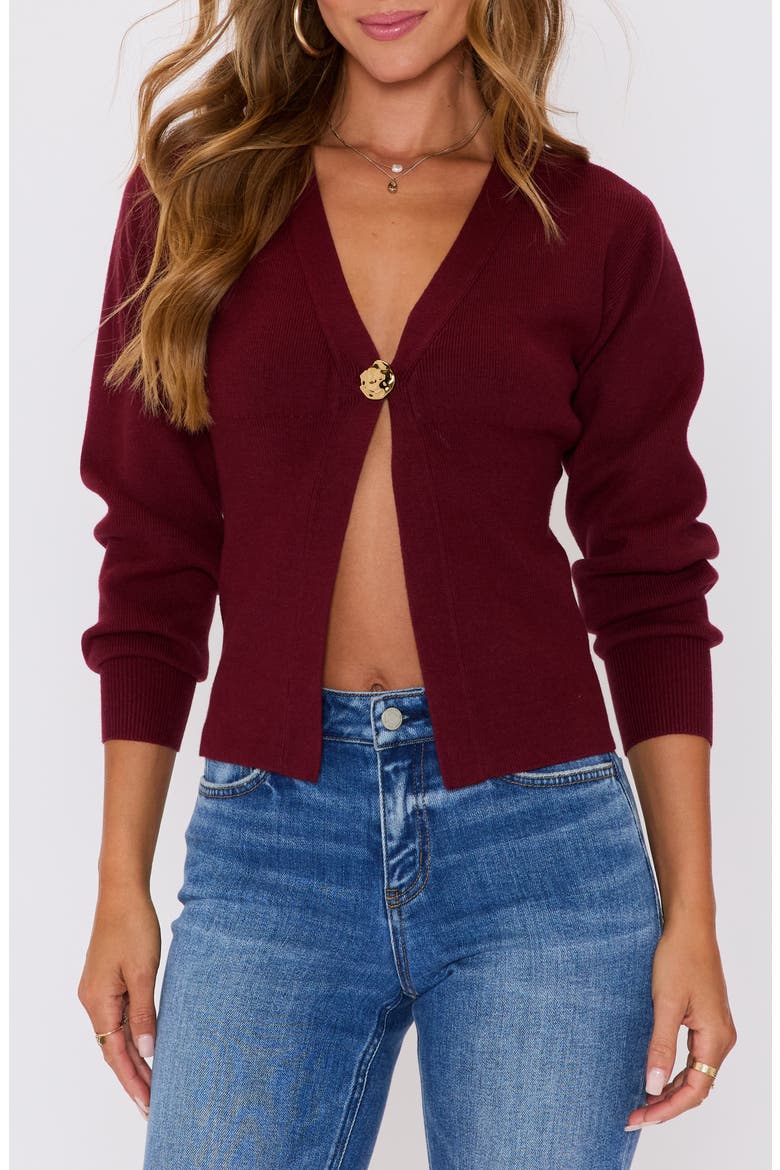 Sonoma Hammered Button Statement Cardigan, Main, color, WINE