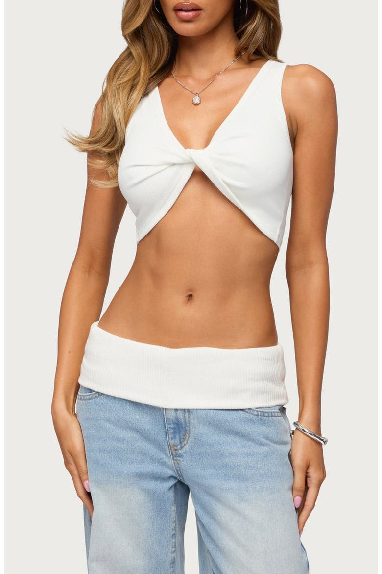 Lumi Rib Twist Front Crop Tank, Main, color, WHITE