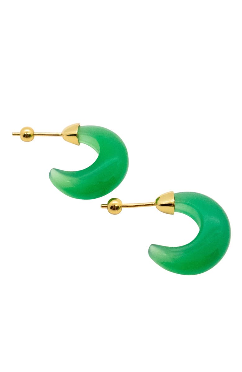 seree Half moon Green chalcedony earrings, Alternate, color, Bright Green