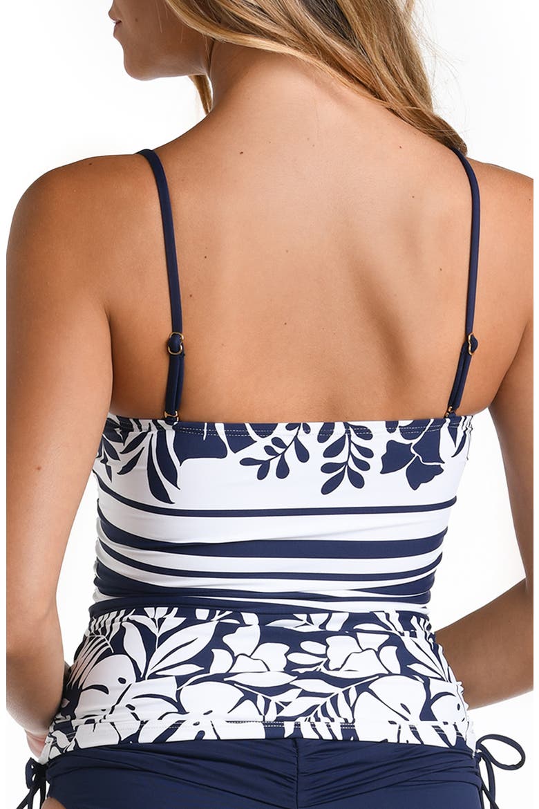 Ruched Tankini Top, Alternate, color, INDIGO