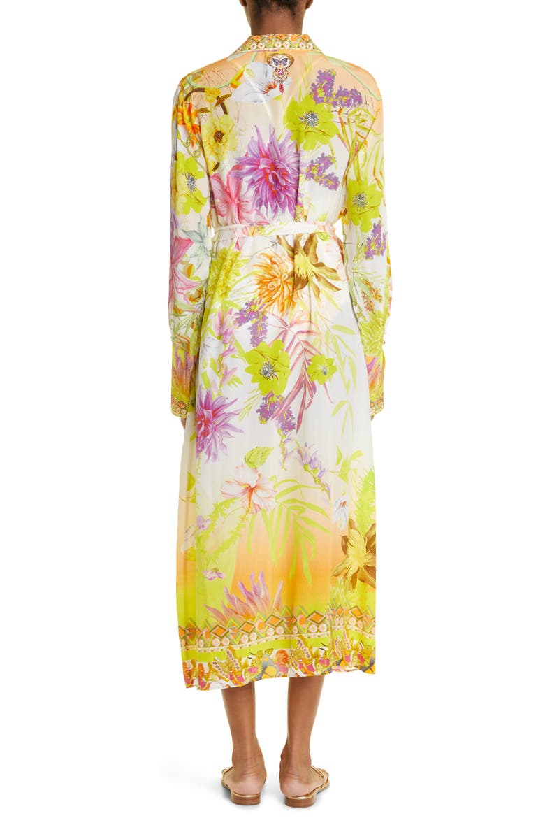 Floral Long Sleeve Silk Cover-Up Dress, Alternate, color, HOW DOES YOUR GARDEN GROW