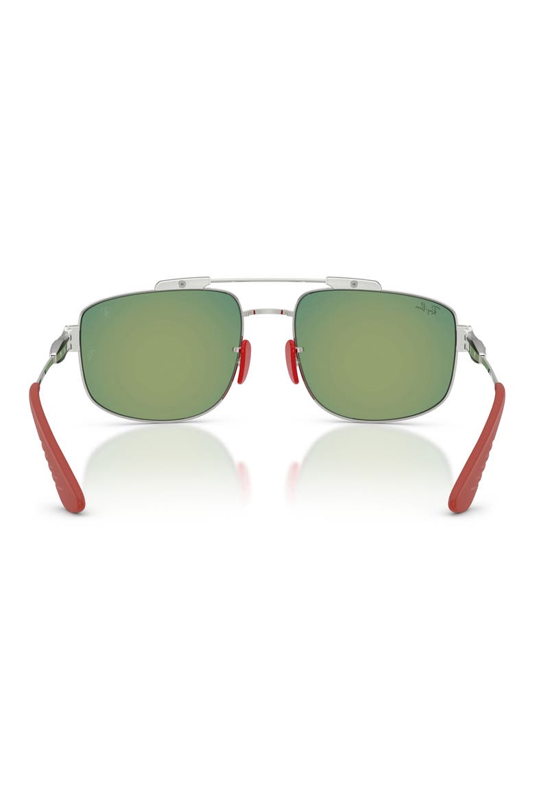 58mm Ferrari Square Sunglasses, Alternate, color, SILVER / GREY MIRROR RED
