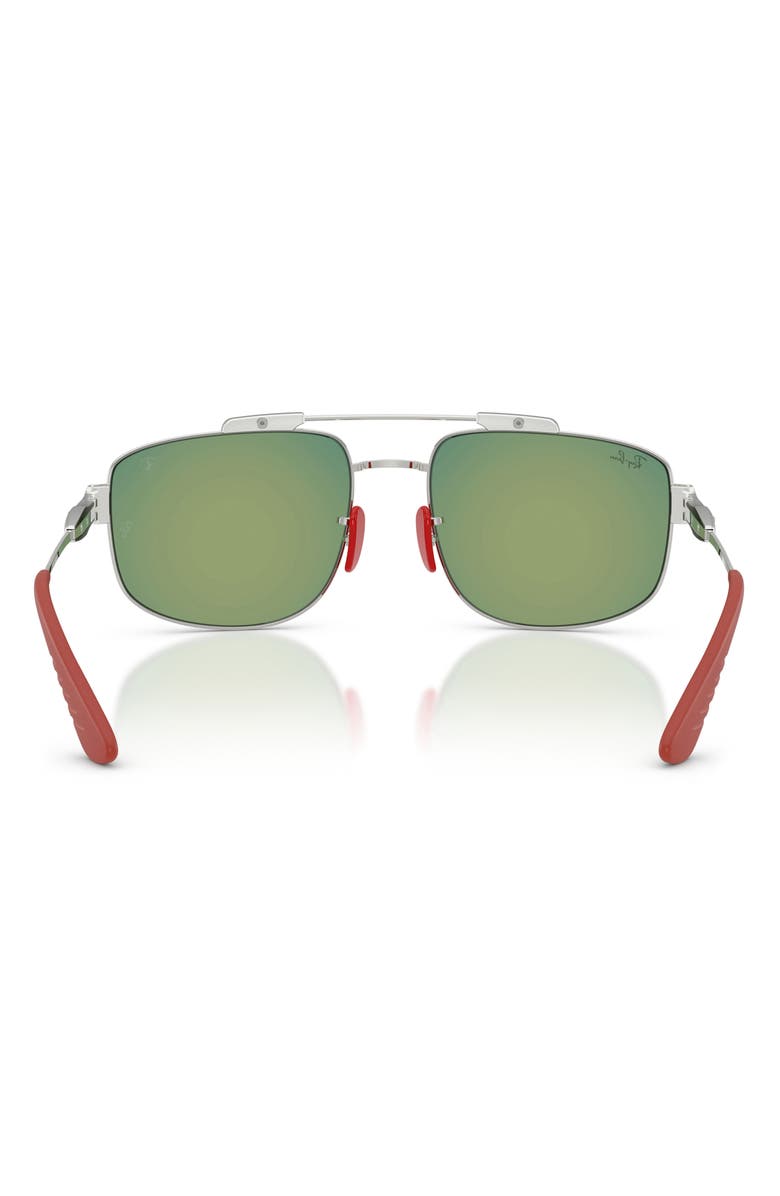 Ray-Ban 58mm Ferrari Square Sunglasses, Alternate, color, Silver / Grey Mirror Red