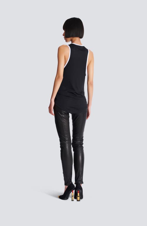 Shop Balmain Flocked Relaxed Tank Top With Beauty Print