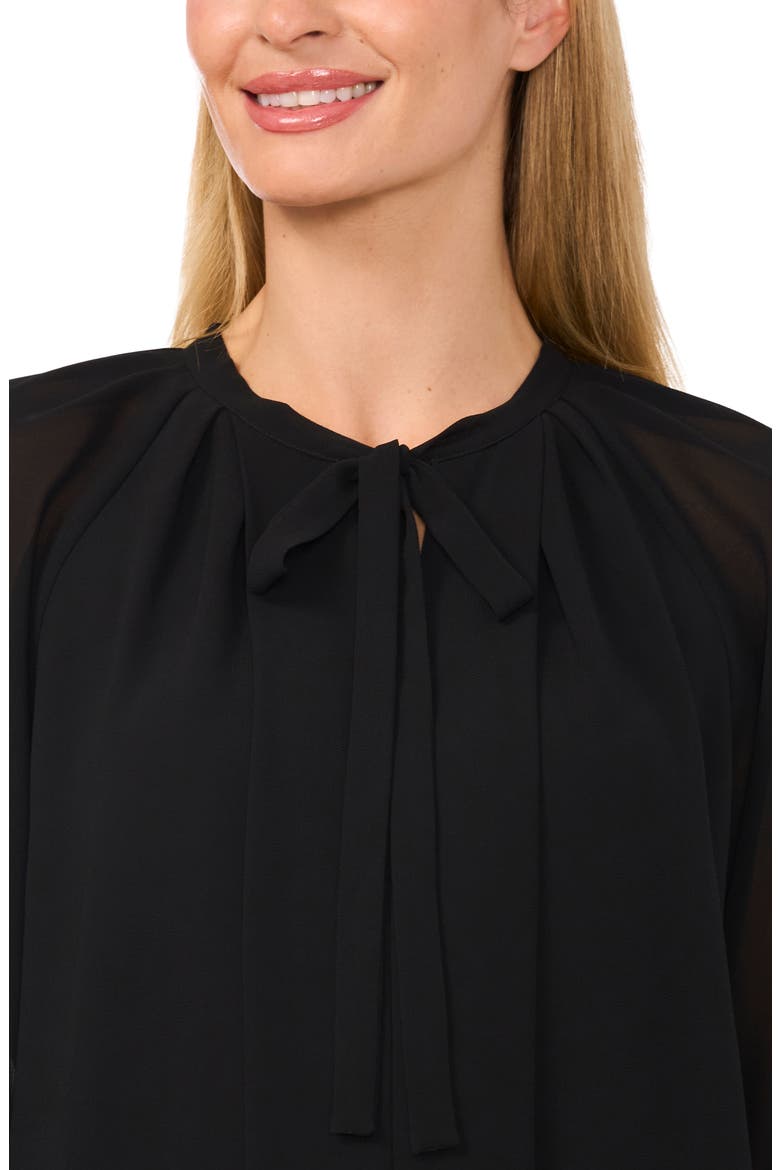 Tie Neck Georgette Top, Alternate, color, RICH BLACK
