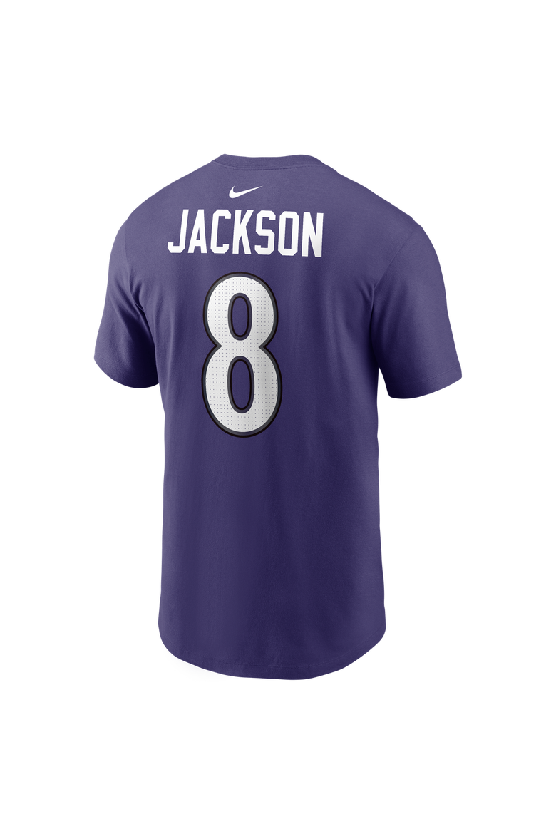 Men's Nike Lamar Jackson Purple Baltimore Ravens Name & Number T-Shirt, Alternate, color, Purple
