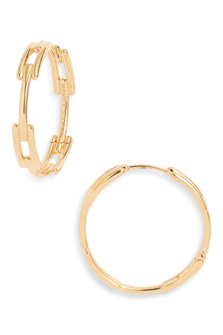 Medium Signature Link Hoop Earrings, Main, color, 18CT GOLD VERMEIL