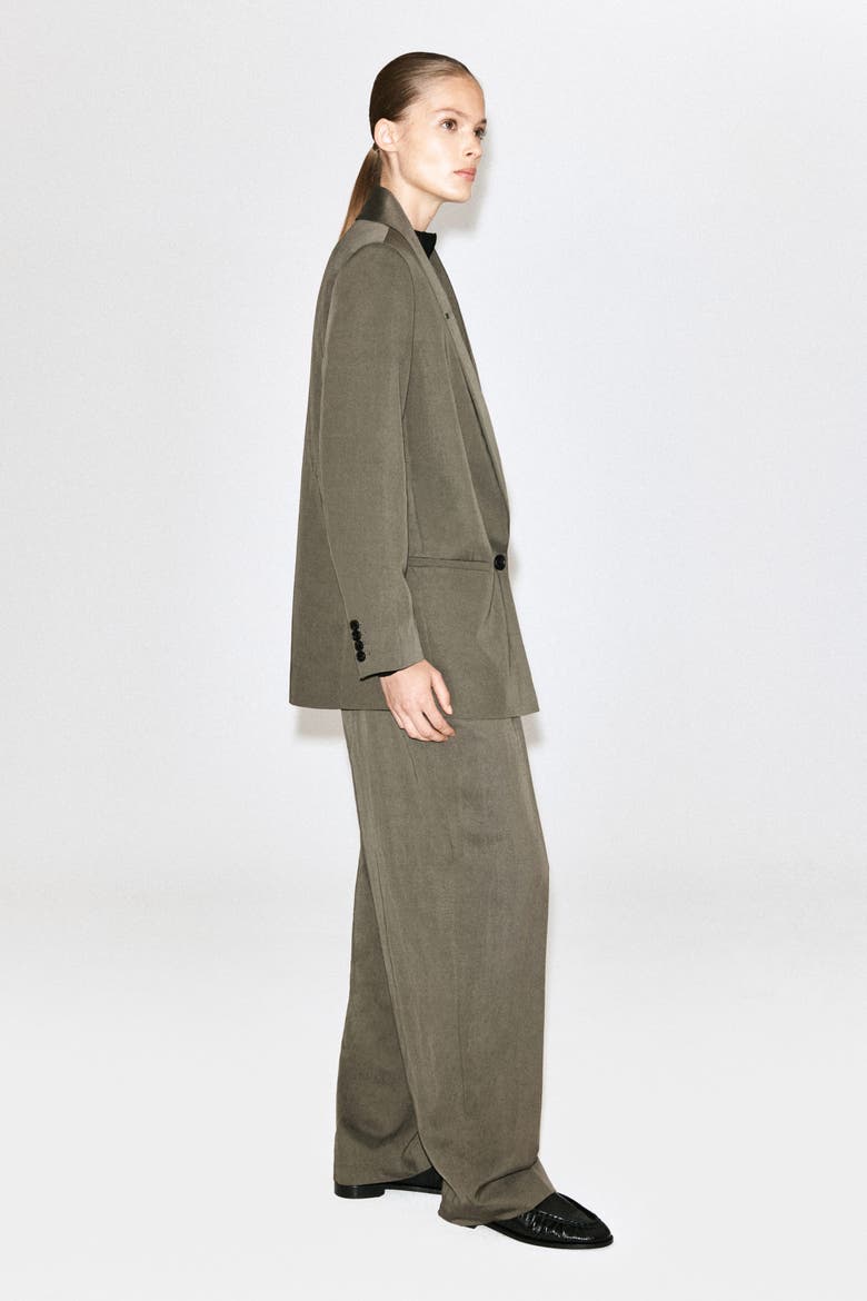 Fluid Shawl-collar Blazer, Alternate, color, DARK BEIGE