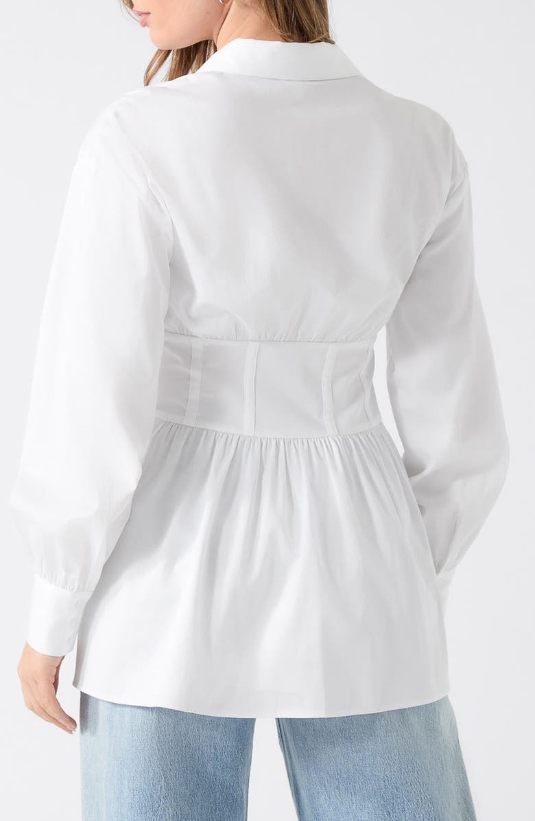 GUESS Lori Corset Stretch Cotton Button-Up Shirt, Alternate, color, White