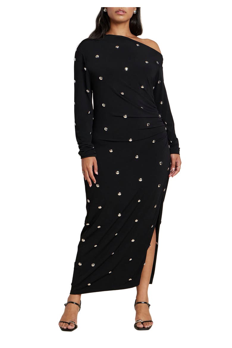 Draped Hardware Fitted Dress, Main, color, BLACK ONYX