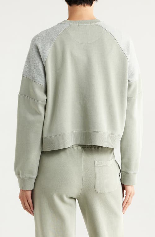 Marine Layer Cloud Nine Mixed Media Cotton Blend Crop Sweatshirt In Shadow