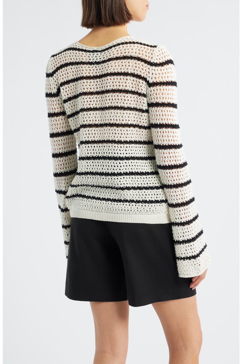 Stripe Open Stitch Sweater, Alternate, color, IVORY/ BLACK