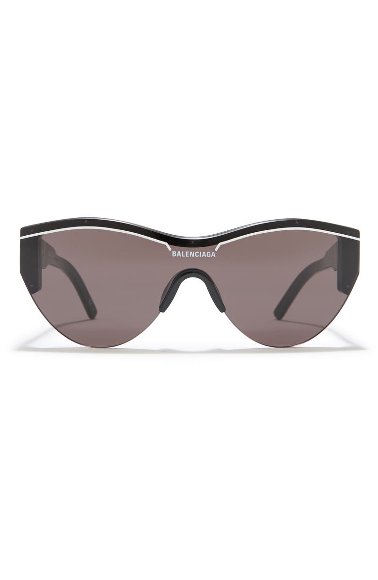 Balenciaga 99mm Shield Sunglasses, Main, color, Black Grey