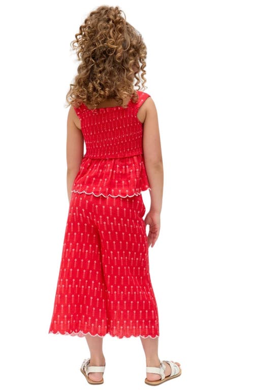 Raffya Kids Sia Shirred Floral Print Co-ord Set In Red