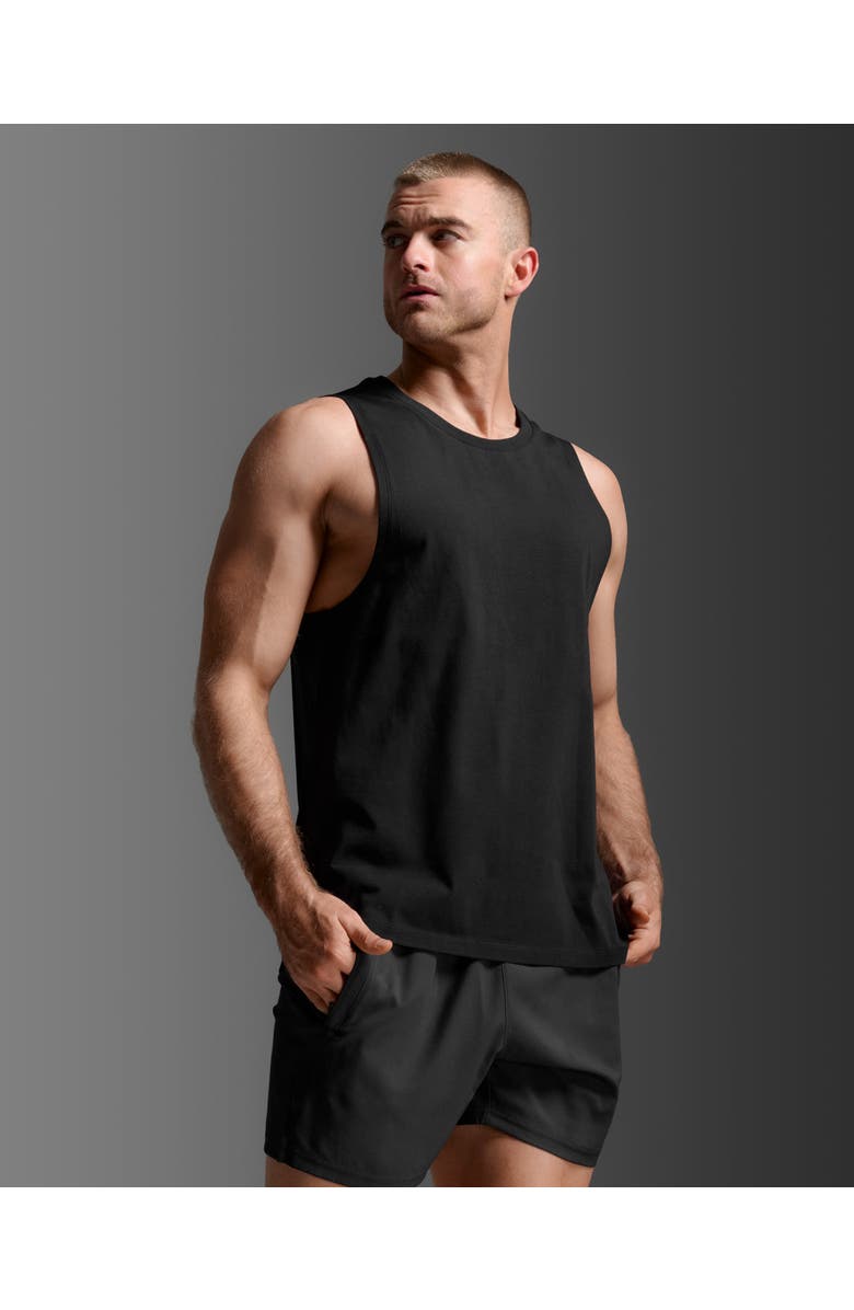 2XU Motion Cotton Flex Tank, Alternate, color, Black/Black