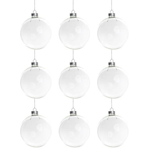 Shiny Glass Ball Christmas Ornaments - 2.5" (65mm) - Clear - 9ct