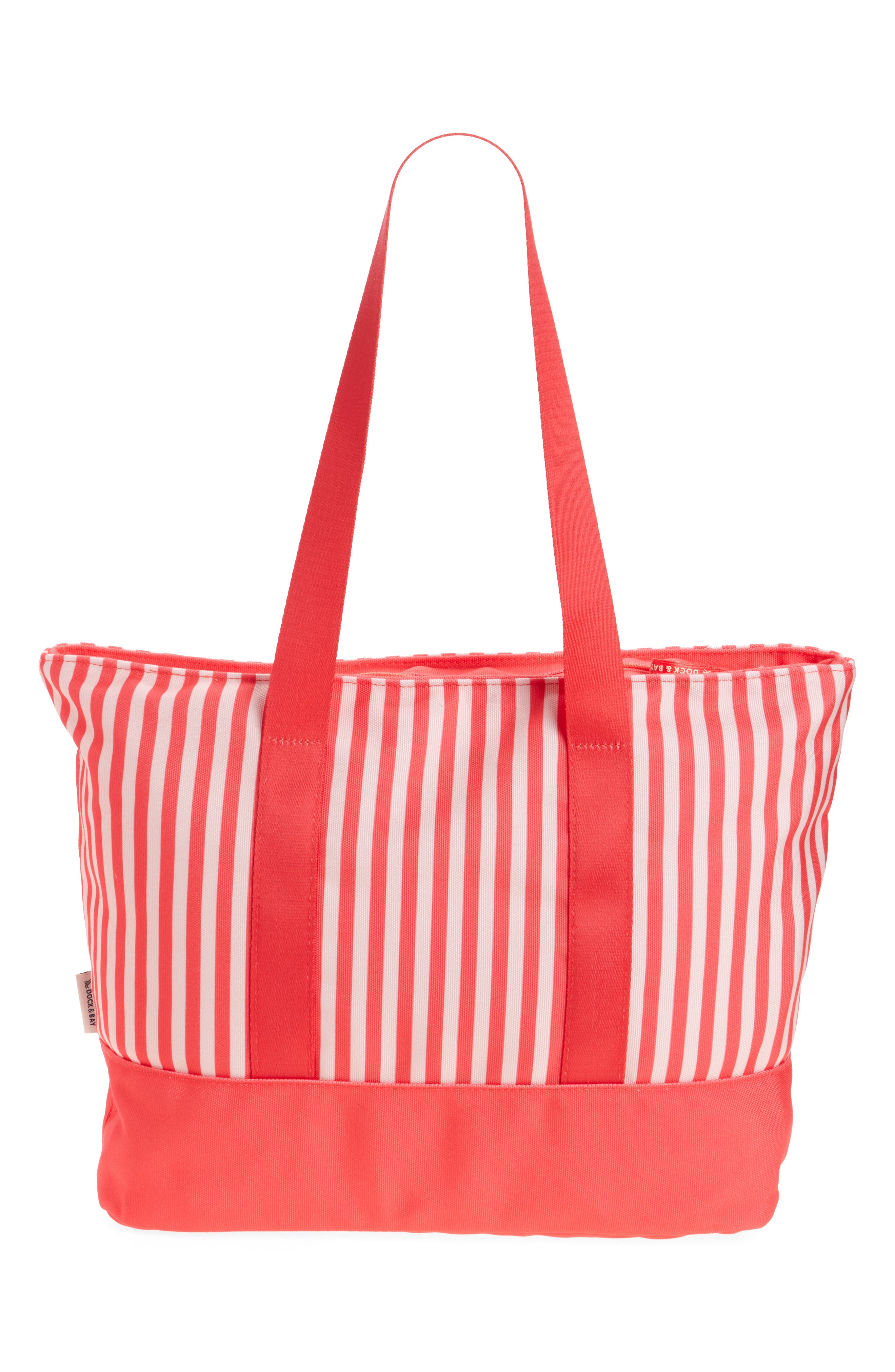 Stripe Canvas Beach Bag, Alternate, color, RASPBERRY ROAD