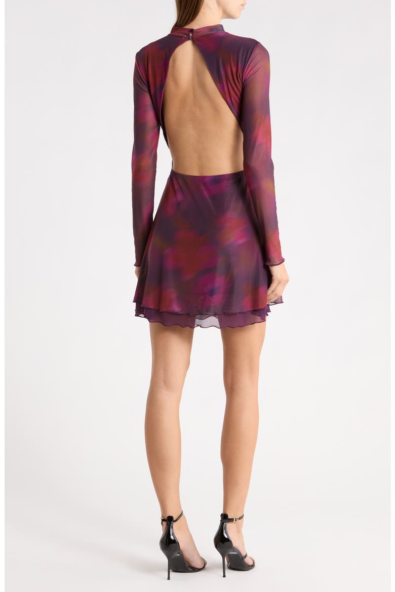 Mock Neck Long Sleeve Minidress, Alternate, color, PLUM COMBO