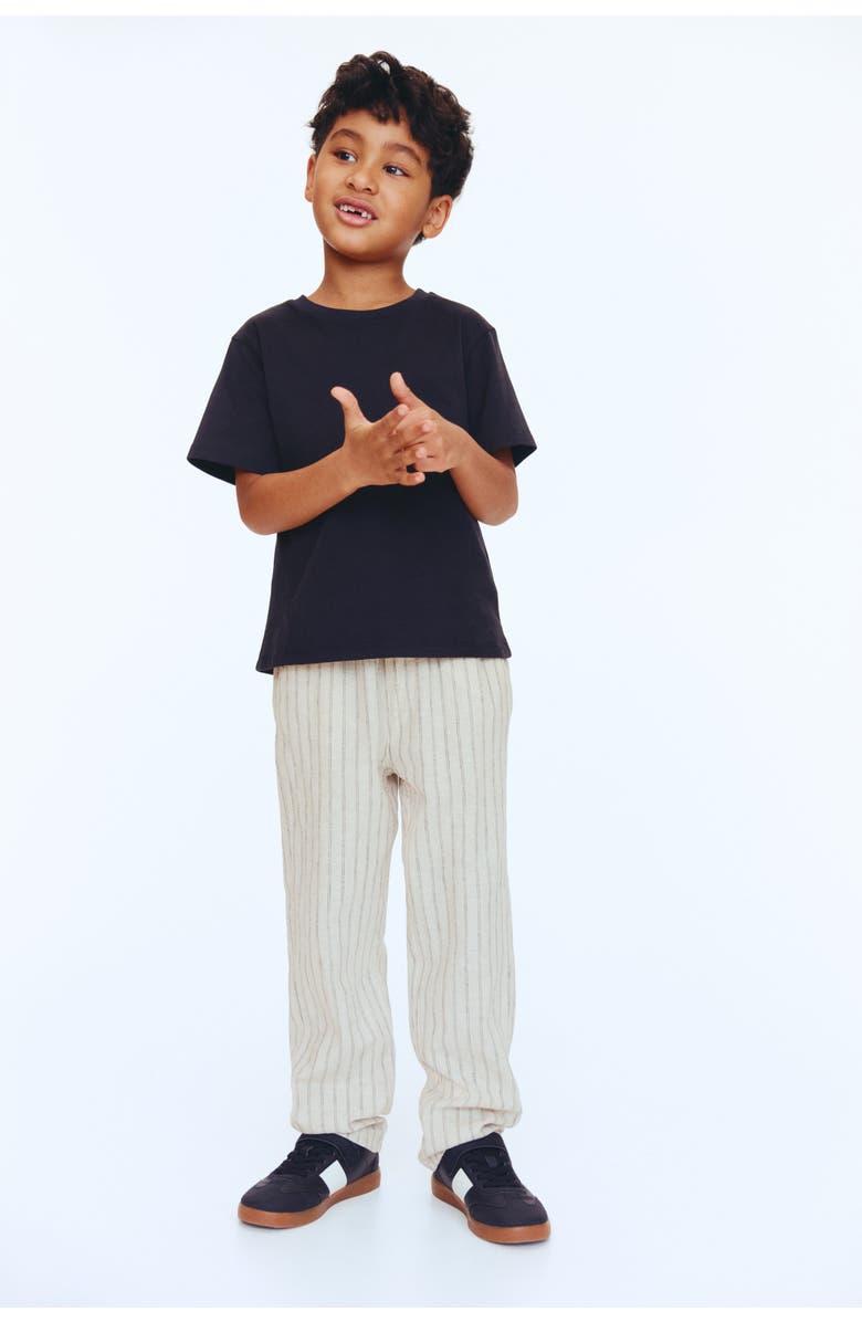 H&M 2-pack Linen-blend Trousers, Alternate, color, Light Beige/Striped