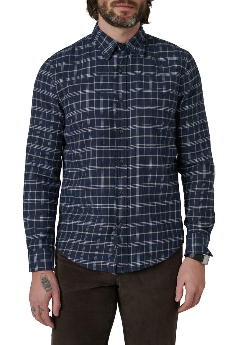Oliver Flannel Button-Up Shirt, Main, color, VINTAGE NAVY PLAID