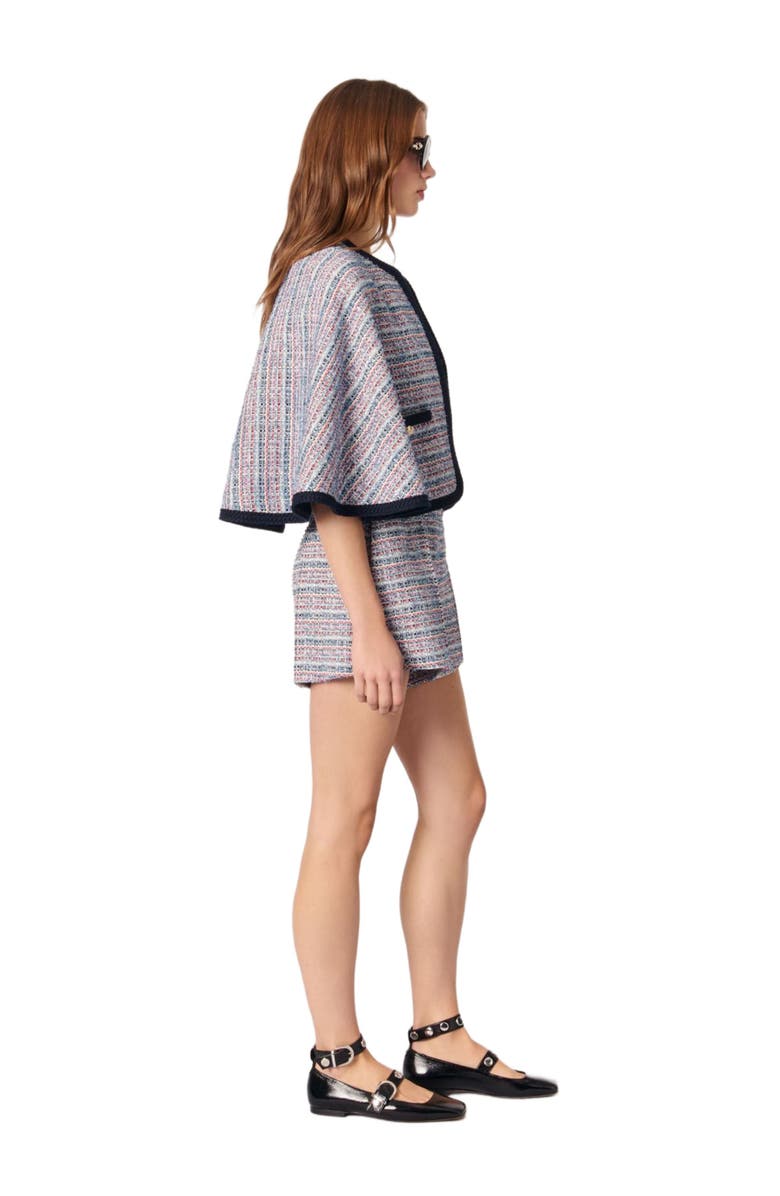 maje Tweed cape with contrasting trim, Alternate, color, 