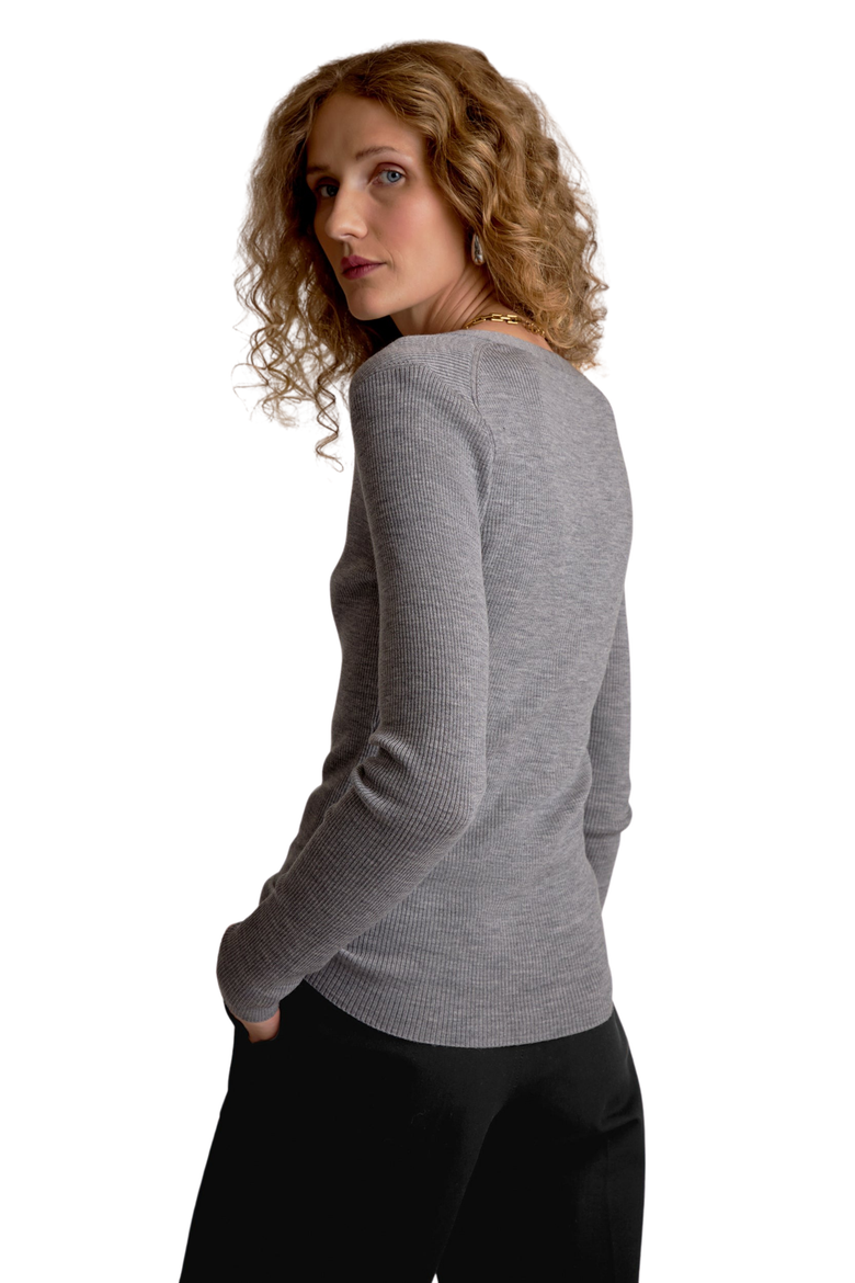 Yanka Ribbed Merino Sweater, Alternate, color, Gray Melange