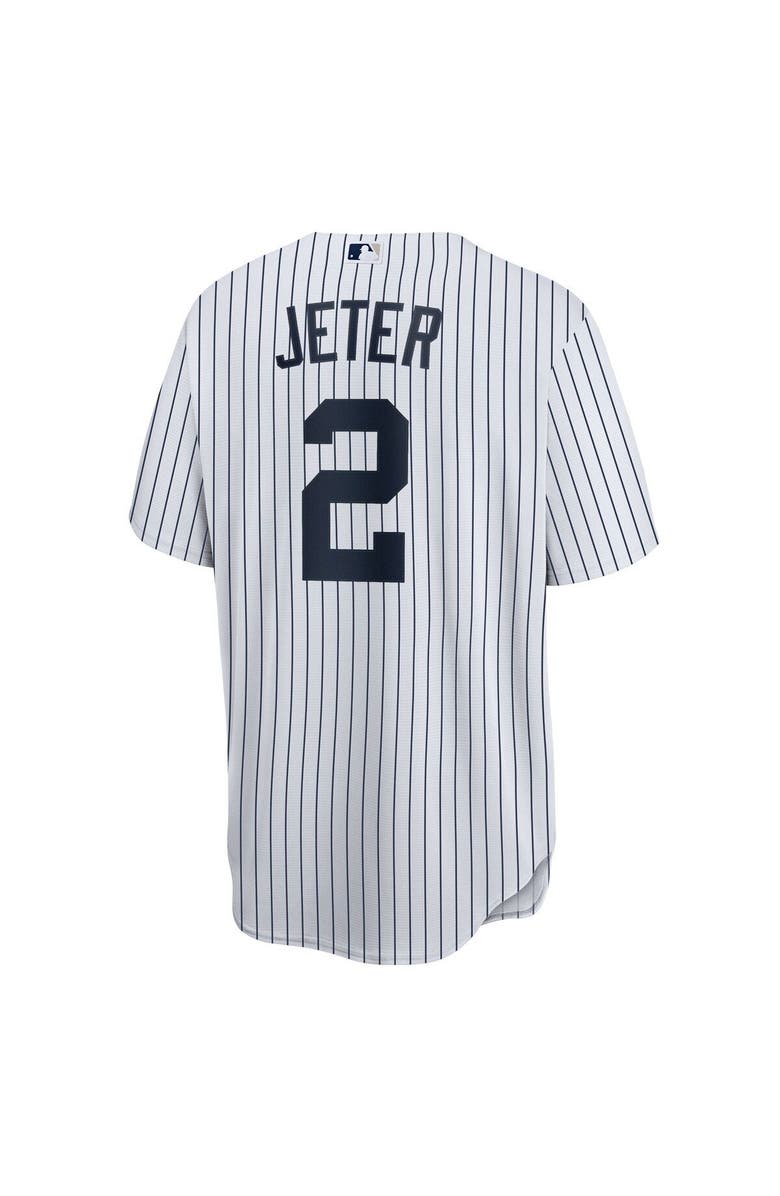 Nike Men's Nike Derek Jeter White/Navy New York Yankees Home Replica Player Name Jersey, Alternate, color, 