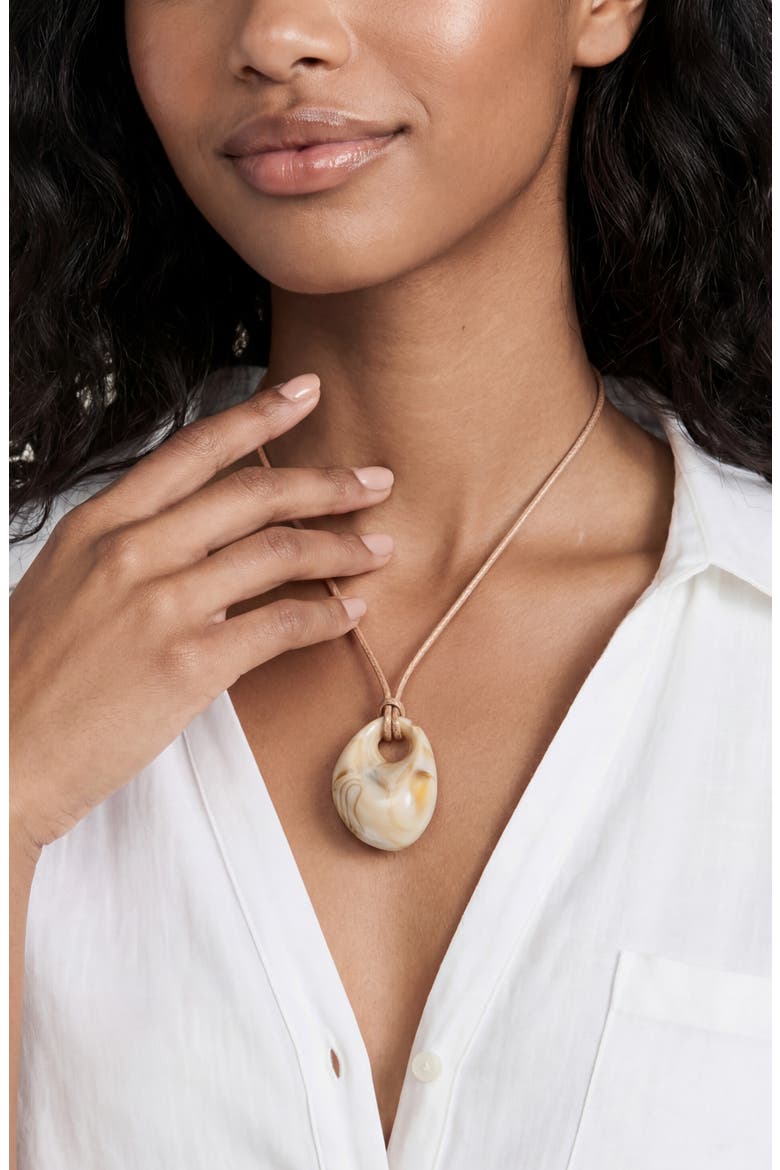 Resin Medallion Necklace, Alternate, color, TAN
