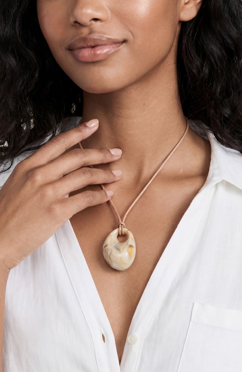 Ettika Resin Medallion Necklace, Alternate, color, Tan
