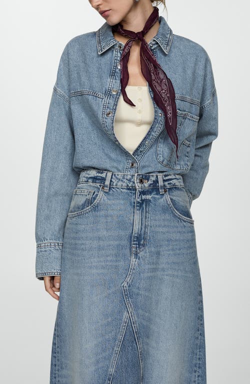 Mango Raw Hem Denim Maxi Skirt