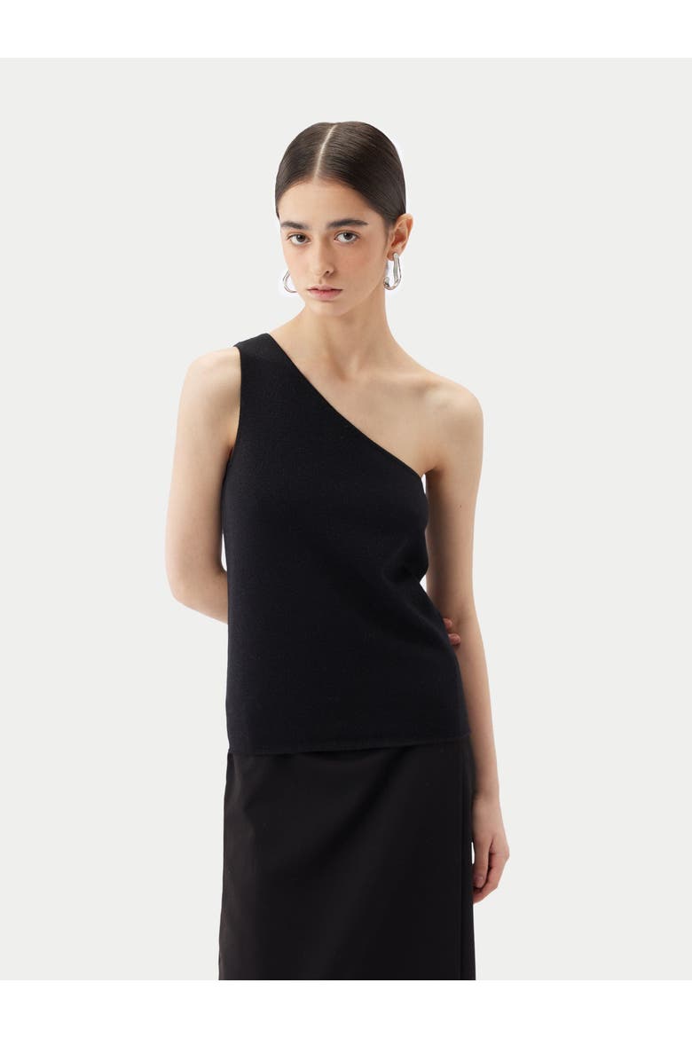 Cashmere Silk Sleeveless Asymmetric Top, Alternate, color, black