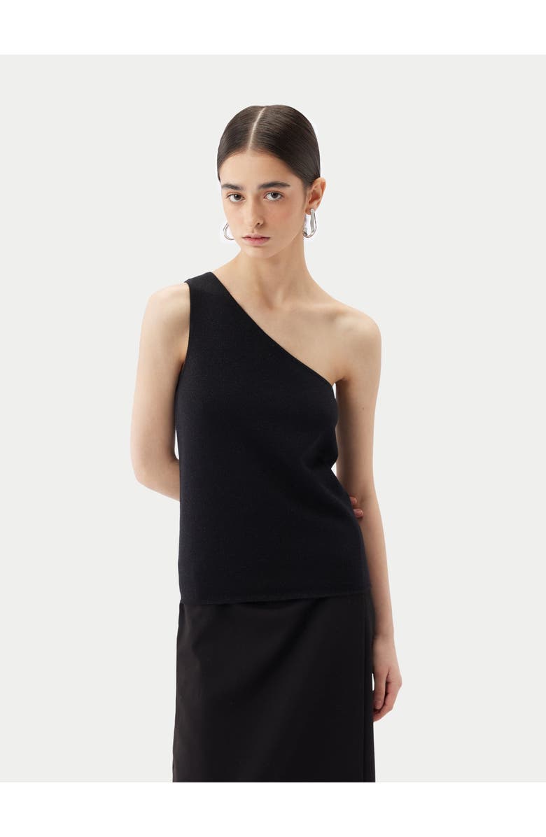 GOBI Mongolian Cashmere Cashmere Silk Sleeveless Asymmetric Top, Alternate, color, Black