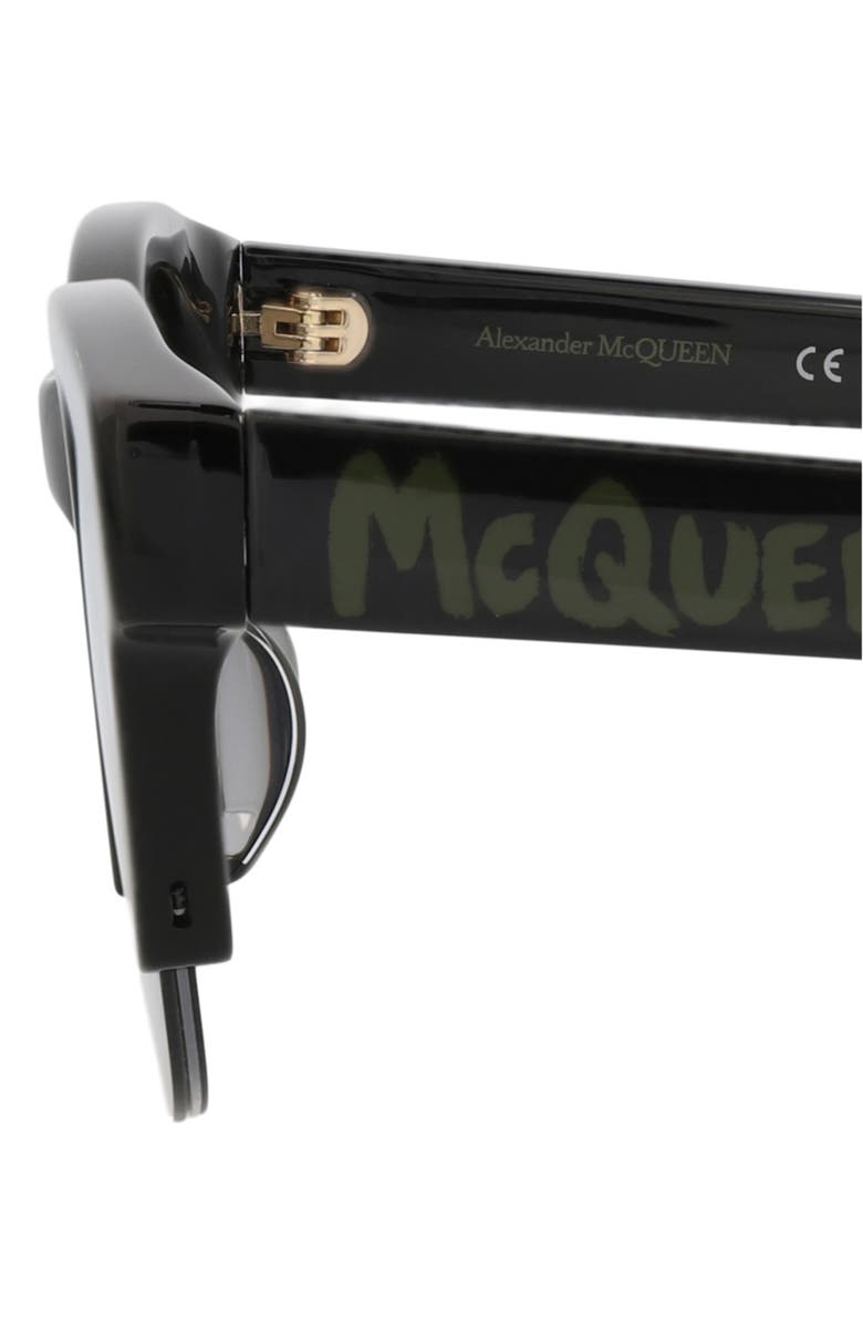 McQueen 54mm Square Sunglasses, Alternate, color, Black Black Green