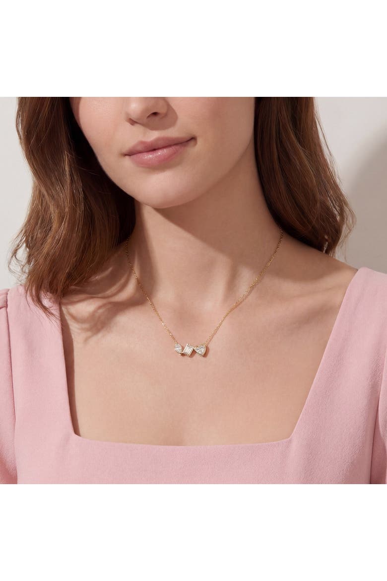 Lab Grown Diamond Fancy Mix Bezel Necklace, Alternate, color, 14K Yellow Gold