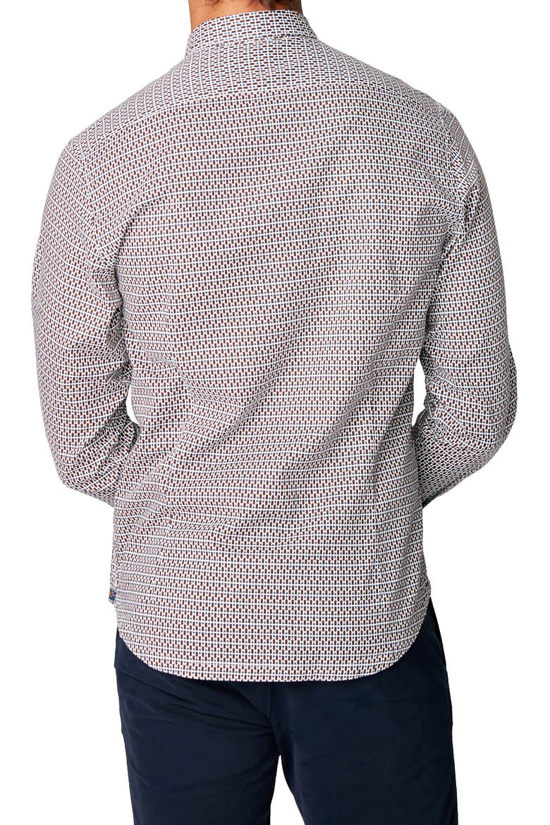 On Point Slim Fit Button-Up Shirt, Alternate, color, BLACK COFFEE MONDRIAN DOT