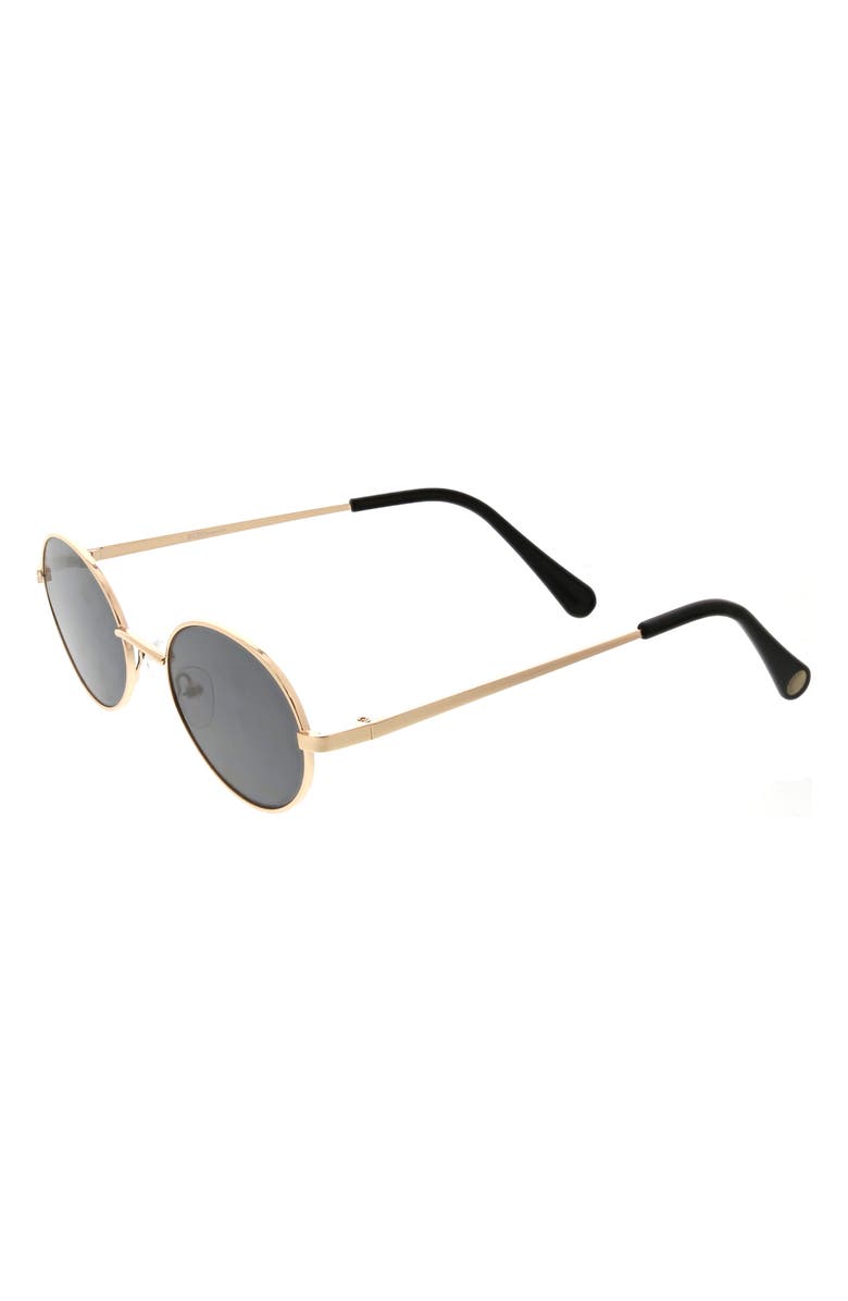 BCBGeneration 58mm Slim Metal Oval Sunglasses, Alternate, color, Gold/ Smoke