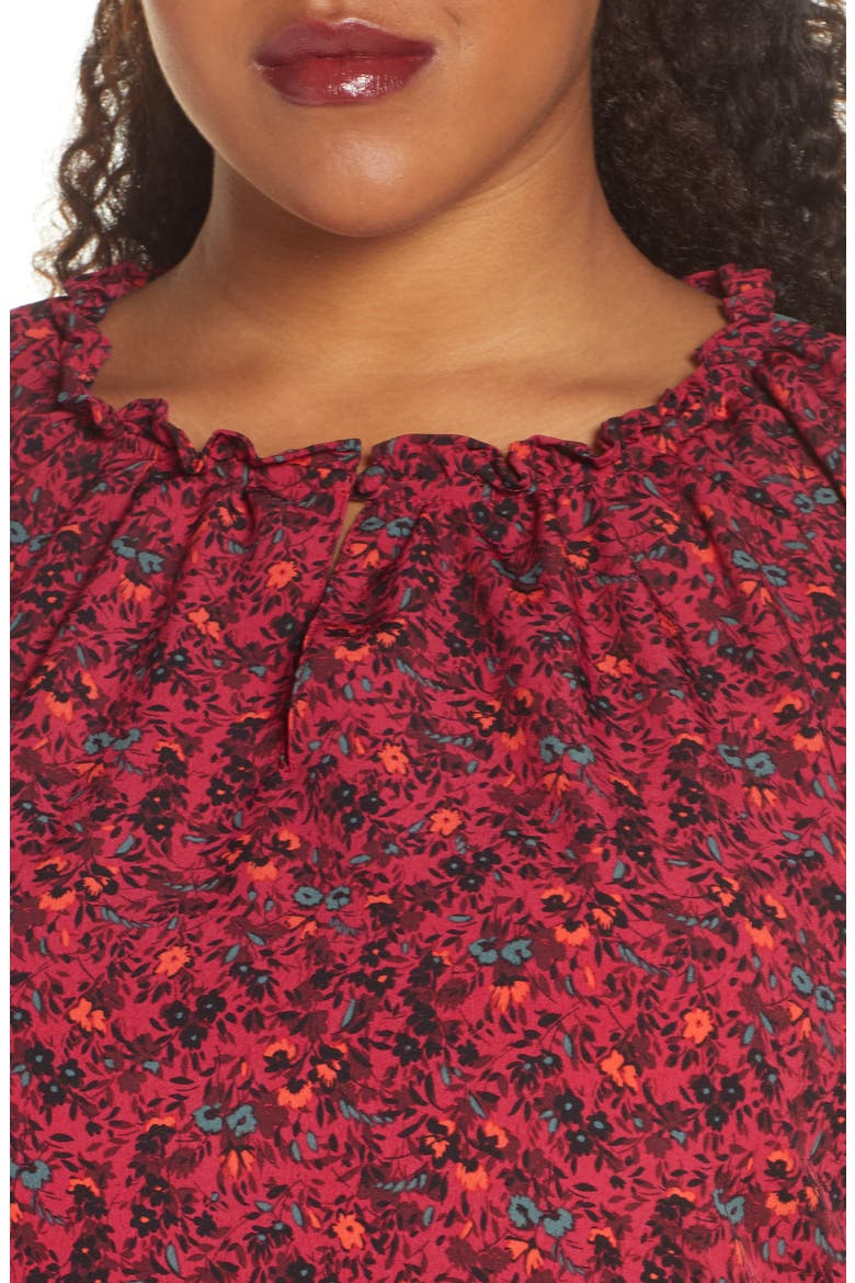 Regina Ruffle Neck Blouse, Alternate, color, DEEP BERRY DITSY