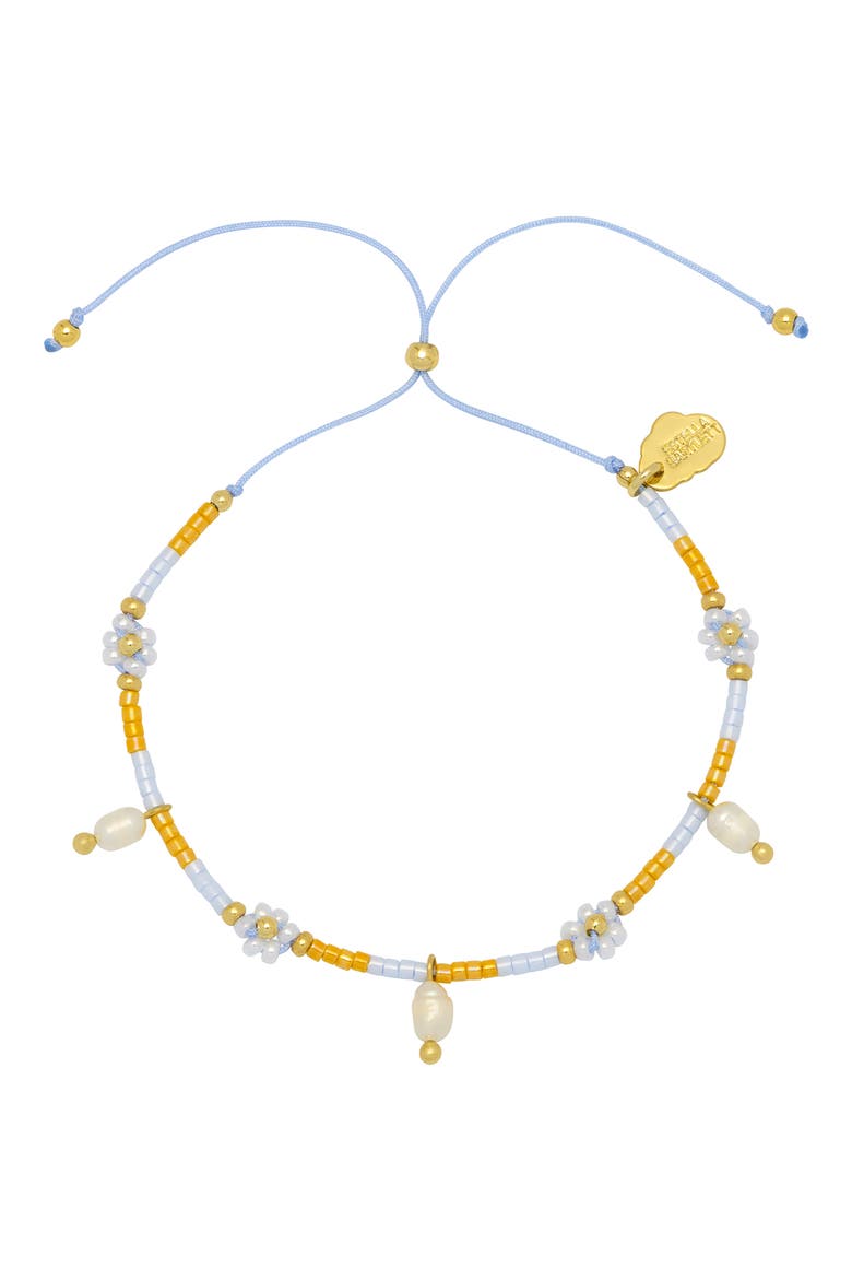 Faux Pearl & Flower Miyuki Bracelet, Alternate, color, GOLD